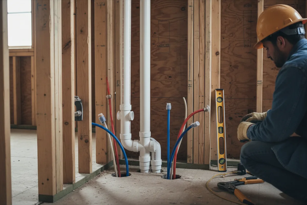 Drain and supply rough-in during Leak Detection in Daleville